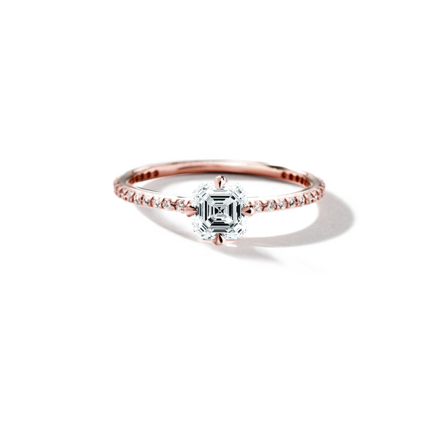 Noémie Solitaire Pave Pick Your Diamond Shape Engagement Ring Oval Round Princess Emerald Radiant Asscher Cushion quality stone 18K gold Rose White Yellow Platinum