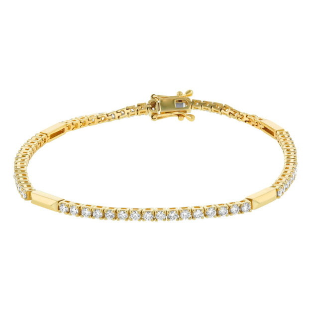 Diamond Tennis Bracelet with Gold Bar Links gold diamond rose yellow white 18K 14K