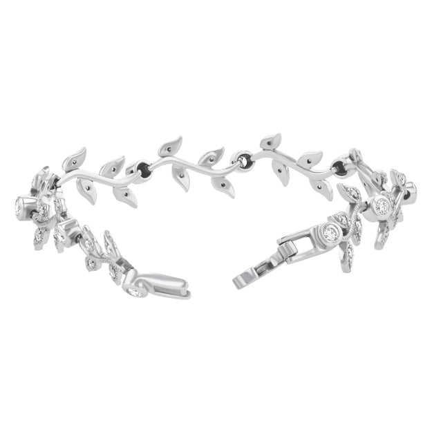 VS Clarity diamonds Vintage Inspired Diamond Leaf Vine Bracelet 18K 14K gold 