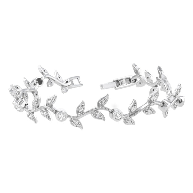 VS Clarity diamonds Vintage Inspired Diamond Leaf Vine Bracelet 18K 14K gold 