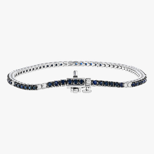 The Blue Sapphire and White Diamond Tennis Bracelet VS quality stone gemstone 14K 18K white gold