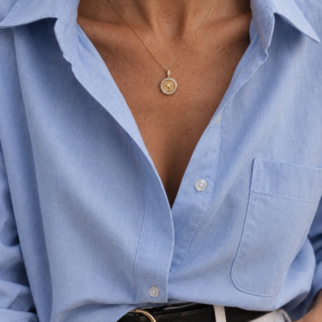 Compass Pendant Necklace - 14K Gold | VS Clarity Lab Grown Diamonds