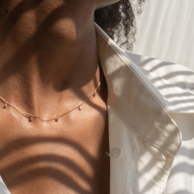 18K Gold 5 Diamond Necklace
