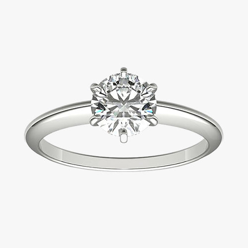 Classic Six-Prong Solitaire Engagement Ring Wedding Band Elegant Sparkle Dainty White Gold