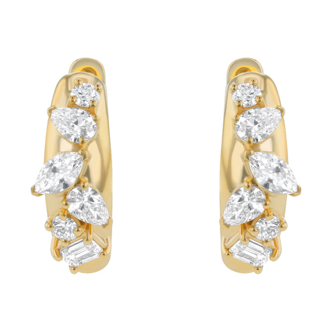 Confetti Diamond Multi Shape Hoop Earring - 18K Gold | VS Clarity