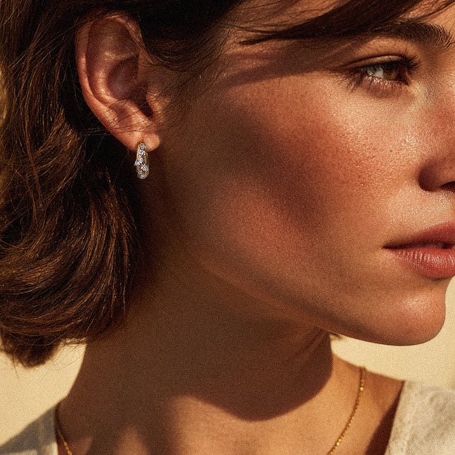 Confetti Diamond Multi Shape Hoop Earring - 18K Gold | VS Clarity