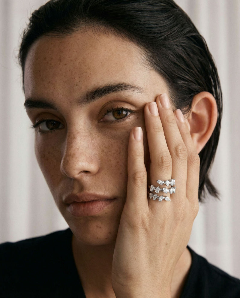 The Pear Shaped Diamond Spiral Ring, editorial close-up