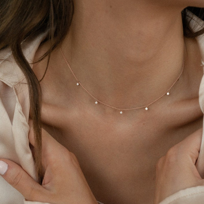 18K Gold 5 Diamond Necklace