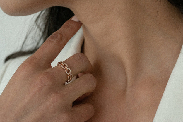 Diamond Chain Link Ring - 18K Gold | VS Clarity