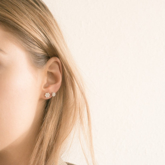 Lab Grown Diamond Flower Stud Earrings with 1.0 Carats