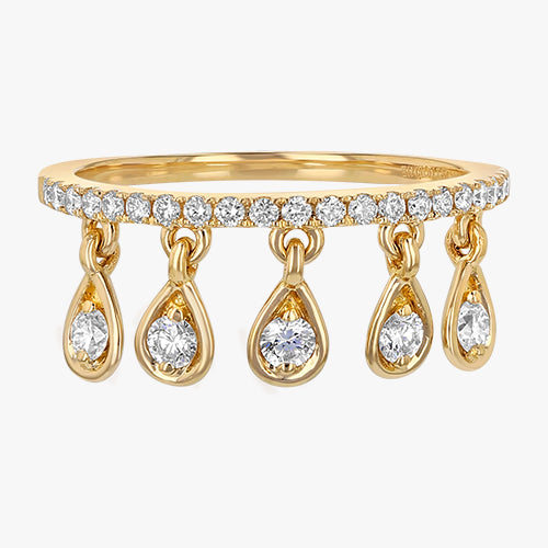 The Bohemian Dancer Ring dangling sparkle VS quality stone 14K 18K gold black rose white yellow