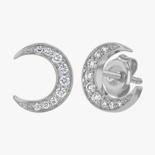 Crescent Moon Studs - Lab Grown Diamonds | VS Clarity