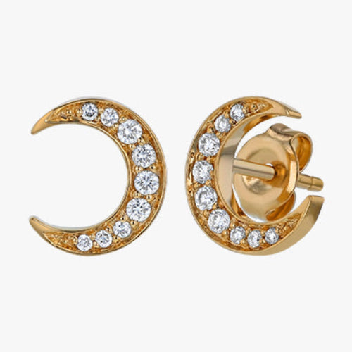 Crescent Moon Studs - Lab Grown Diamonds | VS Clarity