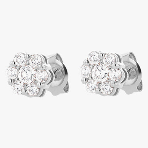 Flower Diamond Stud Earrings with 0.50 Carats - 18K Gold | VS Clarity