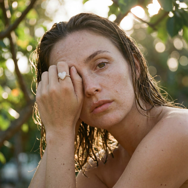 Diamond Heart Pave Ring - 14K Gold | VS Clarity Lab Grown Diamonds