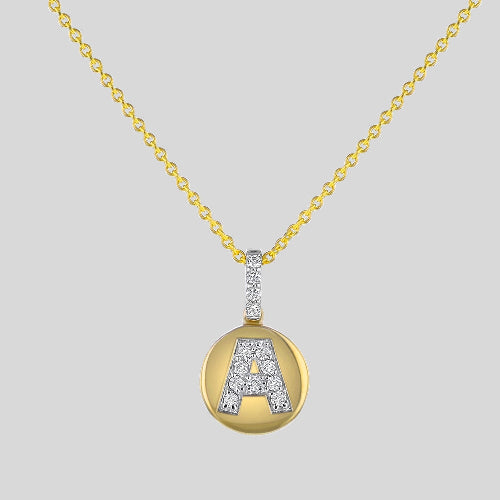 18K Solid Gold and Diamond Initial Pendant without the 18k Gold Chain