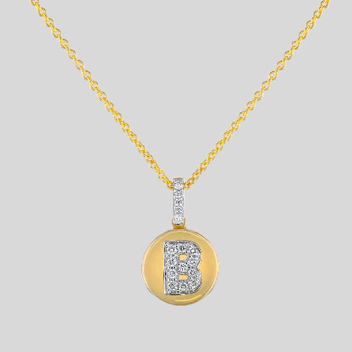 18K Solid Gold and Diamond Initial Pendant without the 18k Gold Chain