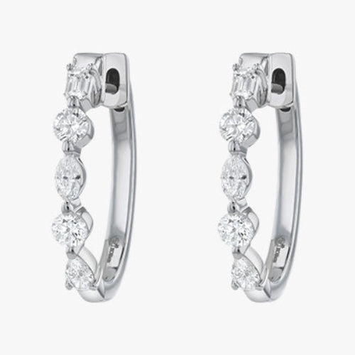 18K Gold Multi Shape Diamond Hoops