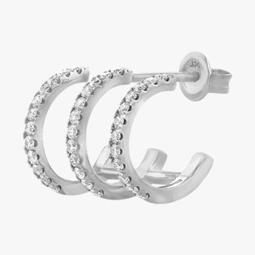Trois Hoop Diamond Earring - 18K Gold | VS Clarity