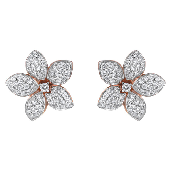 Diamond Flower Petal Earrings - 18K Gold | VS Clarity