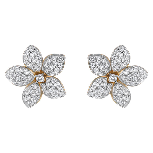 【HYERES LOR】24FW★ Lab Diamond Flower Earrings S 14K Lab Grown Diamond Flower Petal Earrings | Noémie