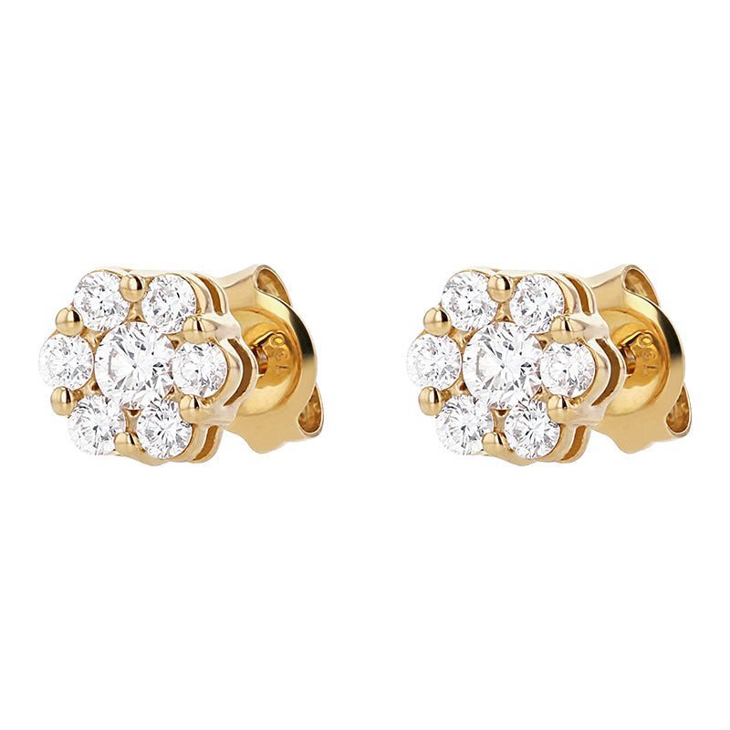 Diamond Flower Earrings 18K Gold Stud Earrings Noémie