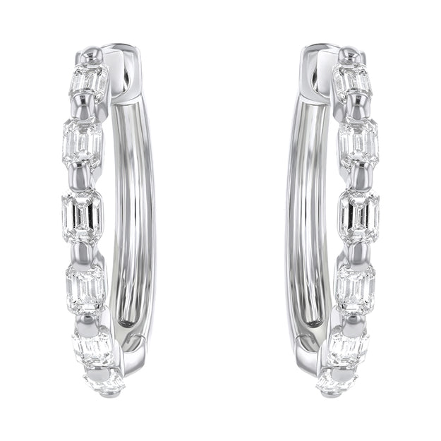 Emerald Cut Multiple Diamond Hoops - 18K Gold | VS Clarity