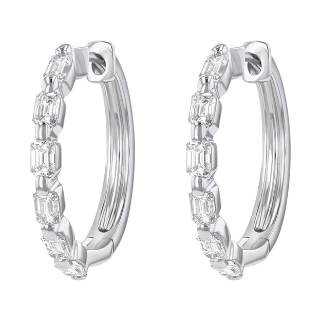 Emerald Cut Multiple Diamond Hoops - 18K Gold | VS Clarity