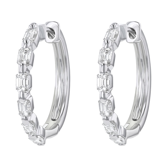 Emerald Cut Multiple Diamond Hoops - 18K Gold | VS Clarity