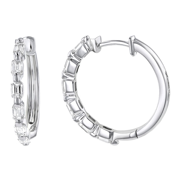 Emerald Cut Multiple Diamond Hoops - 18K Gold | VS Clarity