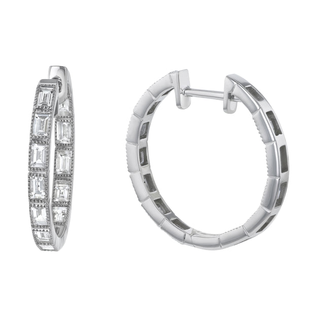1.5 Carat Inside-Out Baguette Diamond Hoops - 18K Gold | VS Clarity