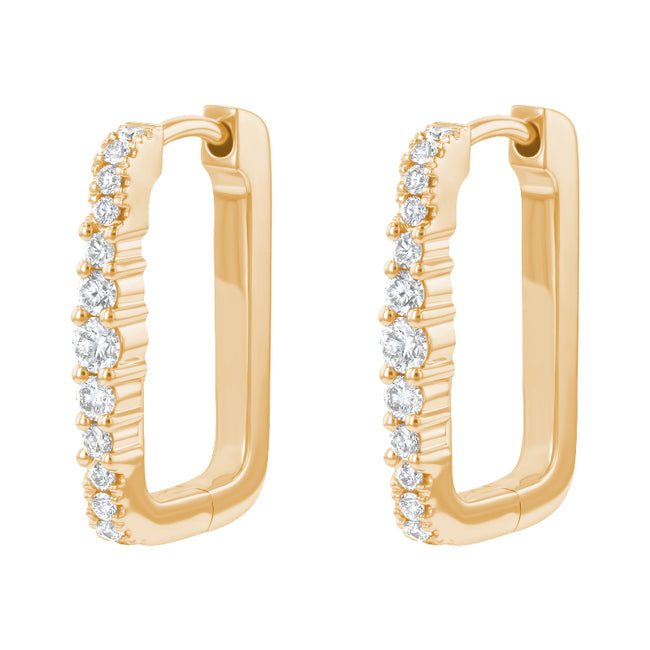 1 Carat Diamond Rectangle Hoop Earrings - Lab Grown Diamonds | VS Clarity