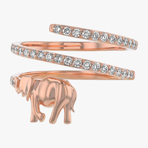 Elephant Diamond Spiral Ring - 18K Gold | VS Clarity