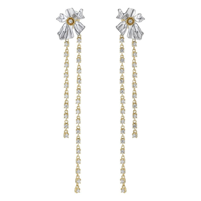 Floral Alchemy with Dangling Vines Earrings - Lab Grown Diamonds | VS Clarity