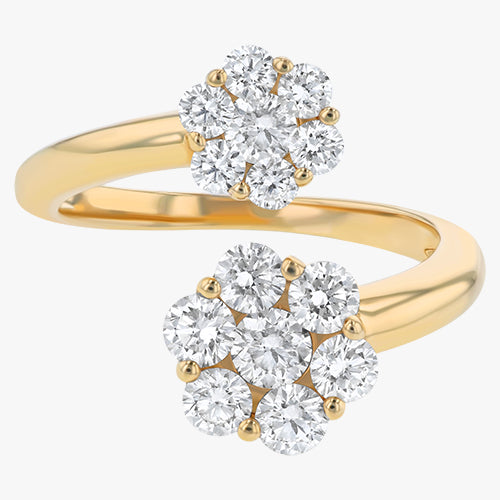Floral Diamond Cluster Ring - 18K Gold | VS Clarity