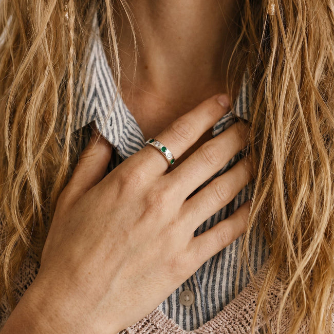 Birthstone Flush Design Ring