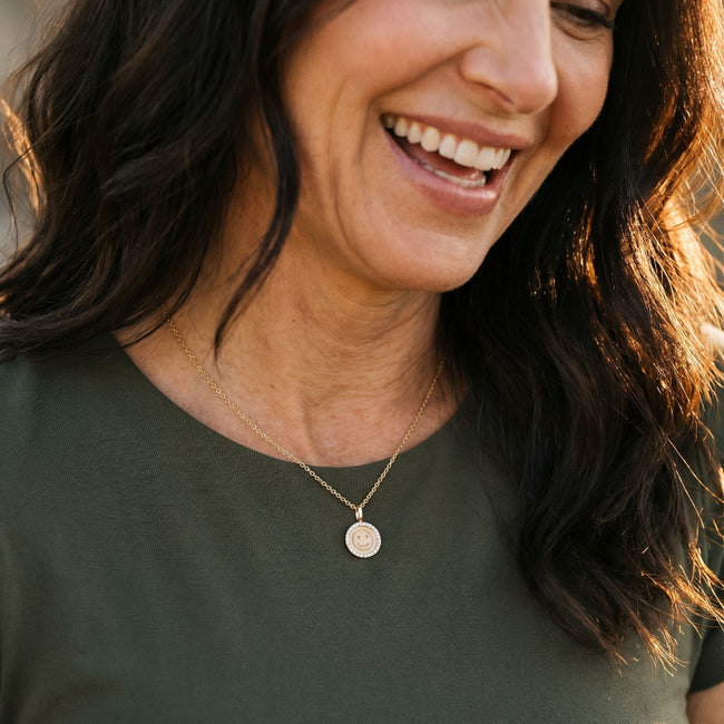 Happy Face Diamond Medallion - 18K Gold | VS Clarity Natural Diamonds
