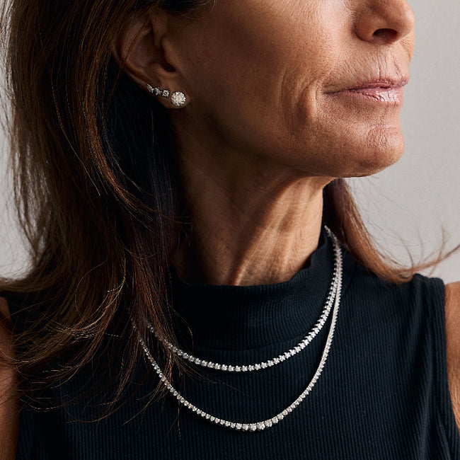 Graduated Diamond Tennis Necklace - 18K Gold | VS Clarity