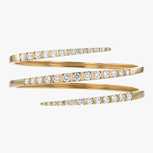 Graduated Diamond Spiral Cuff - 18K Gold | VS Clarity