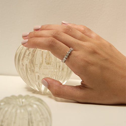 18K Gold Half Eternity Multi Shape Diamond Ring