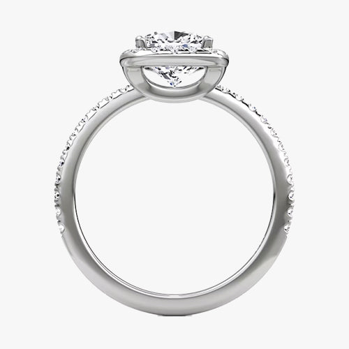 Halo Cushion Engagement Ring Wedding Engagement Sparkle Band Elegant Dainty White Gold