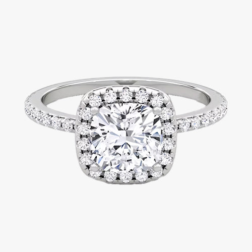 Halo Cushion Engagement Ring Wedding Engagement Sparkle Band Elegant Dainty White Gold