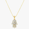 Hamsa Hand Diamond Yellow Gold Necklace - Lab Grown Diamonds | VS Clarity