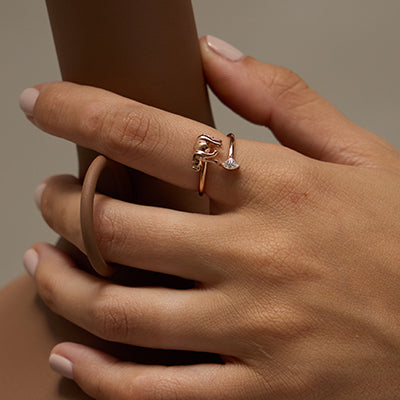 18K Rose Gold Elephant Engagement Diamond Ring Noémie