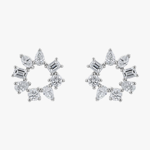 Multi Shape Diamond Circle Earrings - Lab Grown Diamonds | VS Clarity