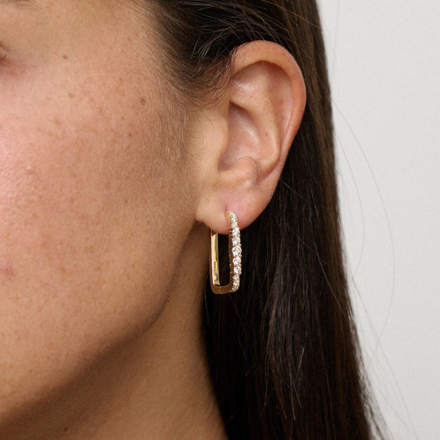 Hoop Diamond Earring Sparkling diamonds and gold jewelry fashion statement classic elegant VS quality diamond 14K 18K gold