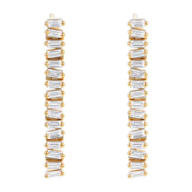 Baguette Cluster Drop Earrings - 18K Gold | VS Clarity