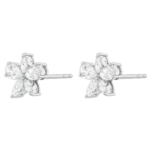 Marquise Diamonds Flower Stud Earrings - Lab Grown Diamonds | VS Clarity