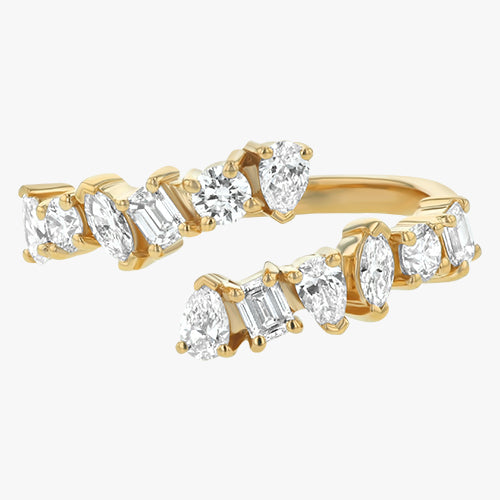 Multi Shape Diamonds Half Spiral Ring - Lab Grown Diamonds | VS Clarity