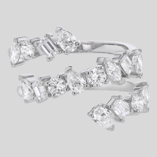 Multi Shape Lab Grown Diamond Spiral Ring
